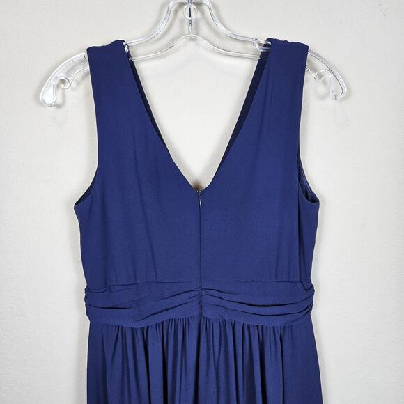 Lulus Heavenly Hues Gown Formal Dress Navy Blue Goddess V-Neck Maxi Chiffon M - Picture 11 of 16